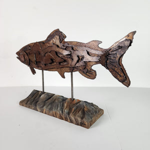 "Over the mountains"  abstract fish metal art sculpture
